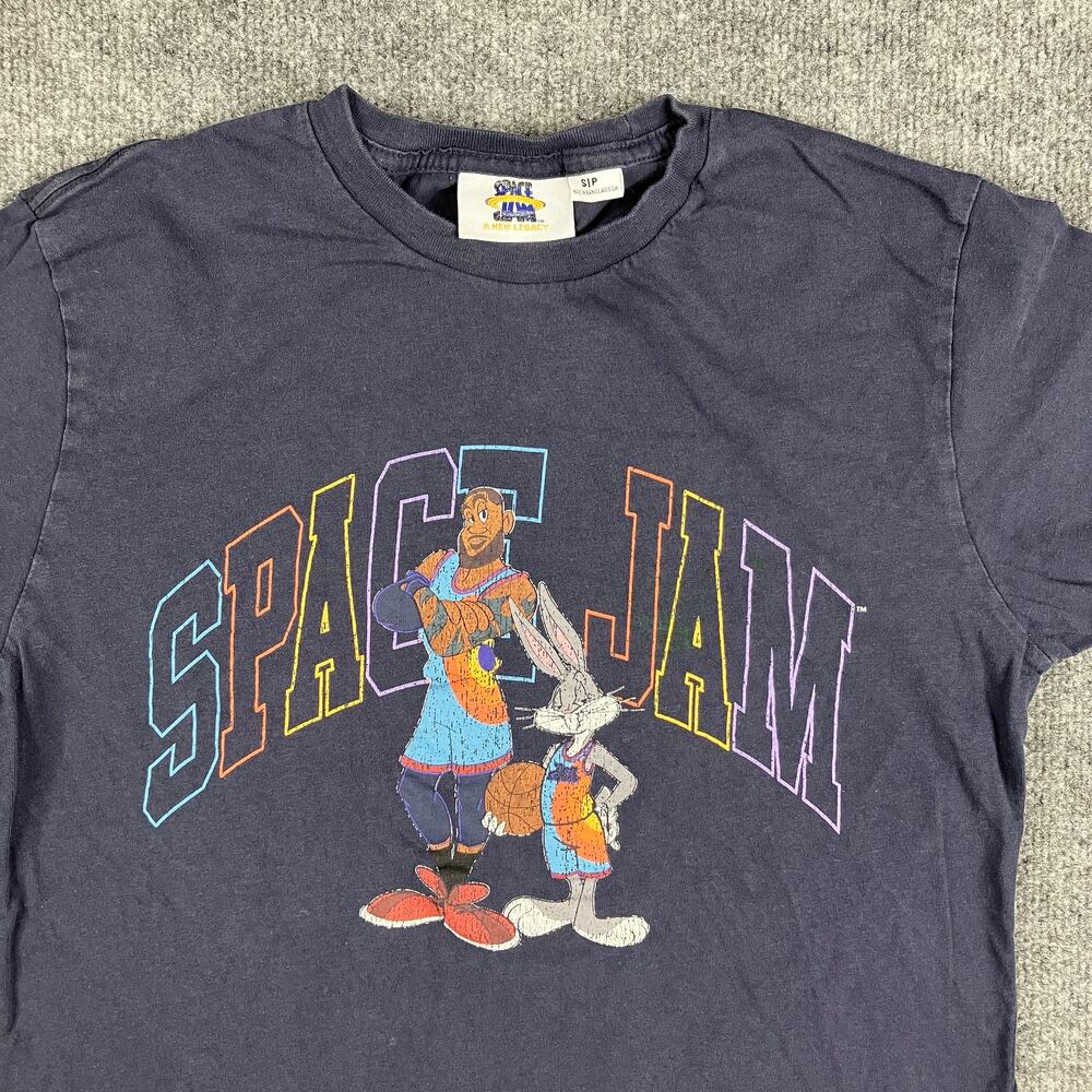 Space Jam T-Shirt Mens Small Navy Blue Graphic Tee‎ A New Legacy Movie Cartoon
